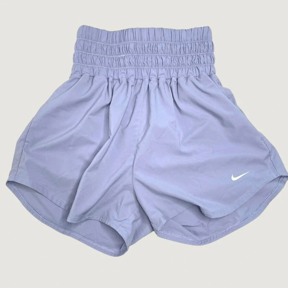Nike Dri-FIT Women's High Waisted Athletic Running Shorts Lavender Purple Gym S